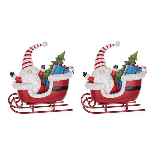 8" Santa Gnome in Sleigh Figurine, 2ct. By Melrose | 7.75" x 4" x 8" | Michaels®